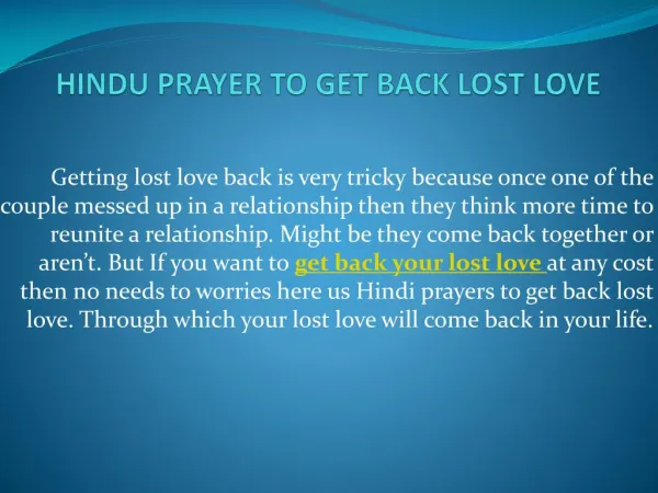 How to Get Your True Love Back by Hindu Prayers