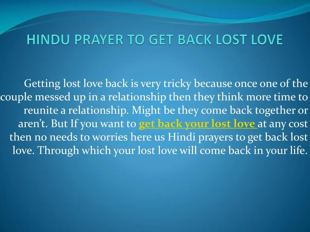 hindu prayer to get back lost love