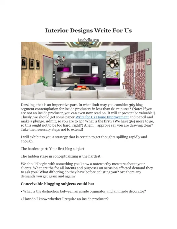 Interior Designs Write For Us