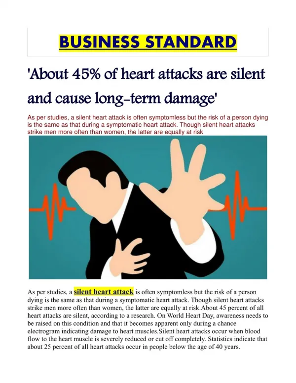 'About 45% of heart attacks are silent and cause long-term damage'