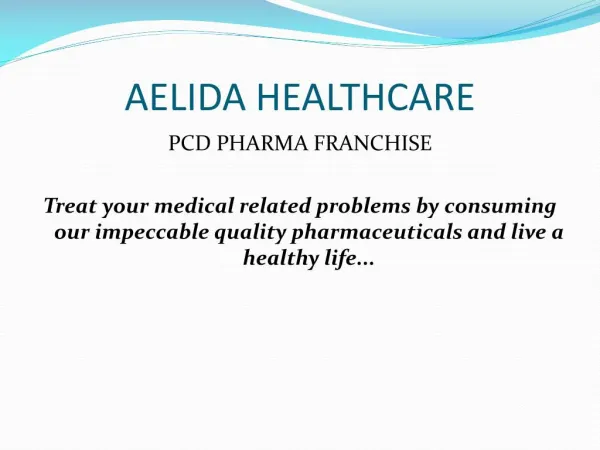 Aelida Healthcare Best PCD Pharma Companies in India