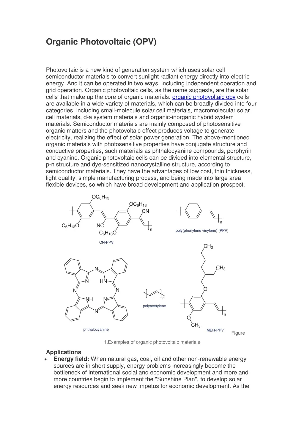 organic photovoltaic opv