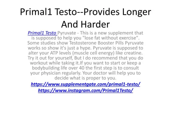 Primal1 Testo--Provides Longer And Harder