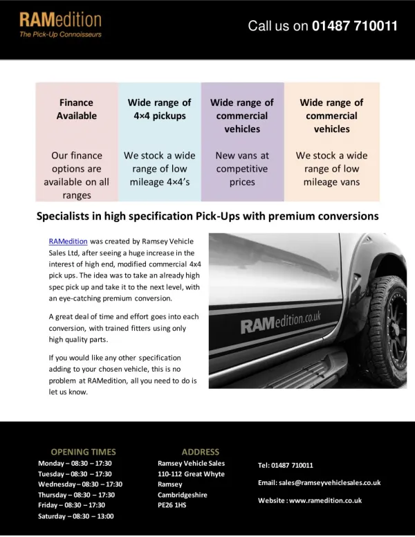 Specialists in high specification Pick-Ups with premium conversions