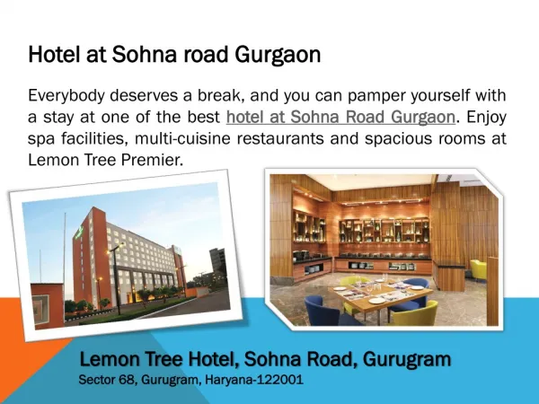 Hotel at Sohna road Gurgaon