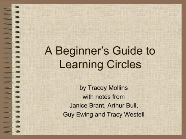 A Beginner s Guide to Learning Circles