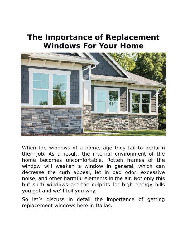 The Importance of Replacement Windows for Your Home
