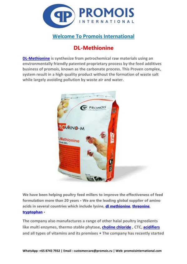 DL-Methionine for Poultry, DL-Methionine for Swine, DL-Methionine for Large Animal