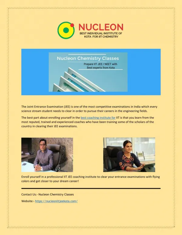 Best Coaching for IIT in Kota | Nucleon
