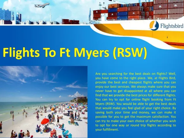 Book Cheap Flights To Ft Myers (RSW)