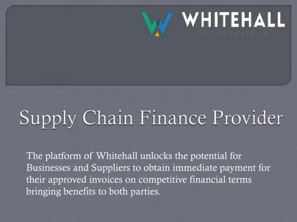 Supply Chain Finance Provider At UK