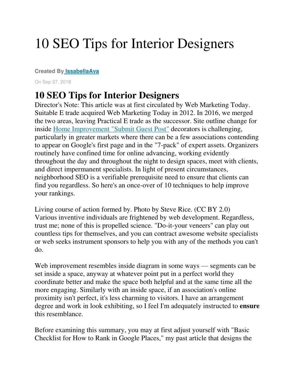 10 seo tips for interior designers