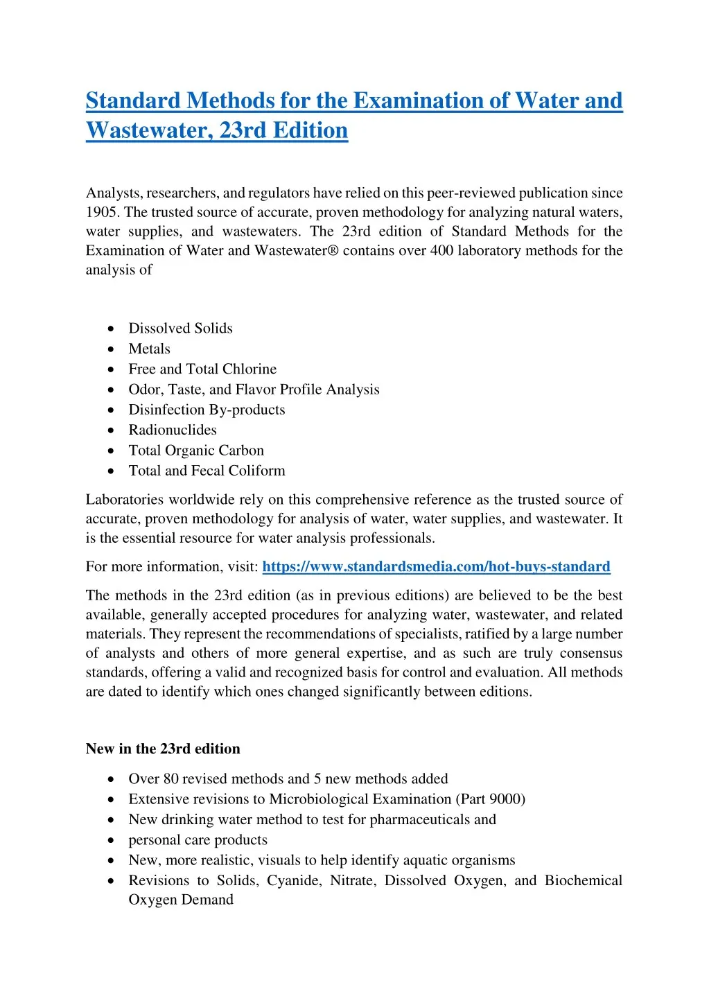 standard methods for the examination of water