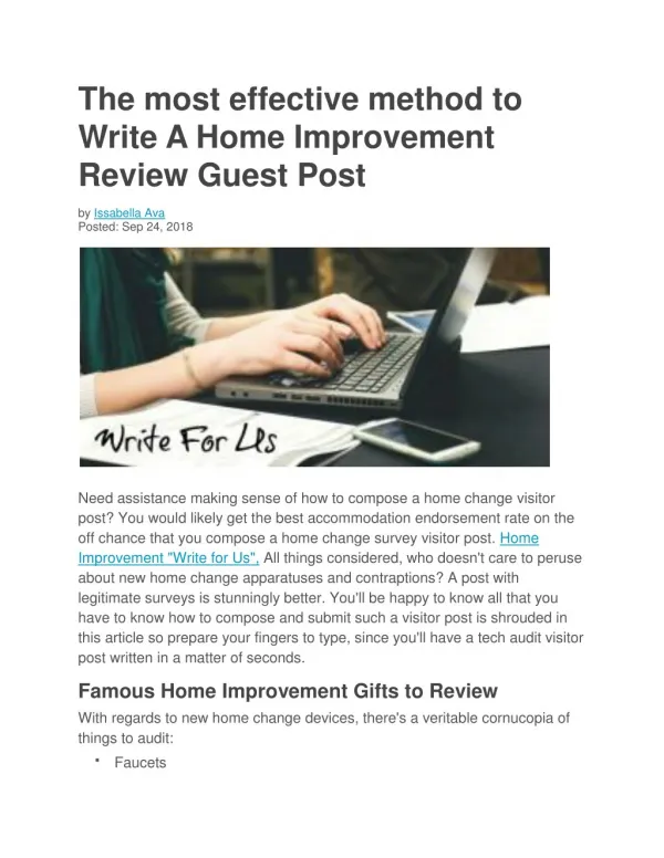 The most effective method to Write A Home Improvement Review Guest Post