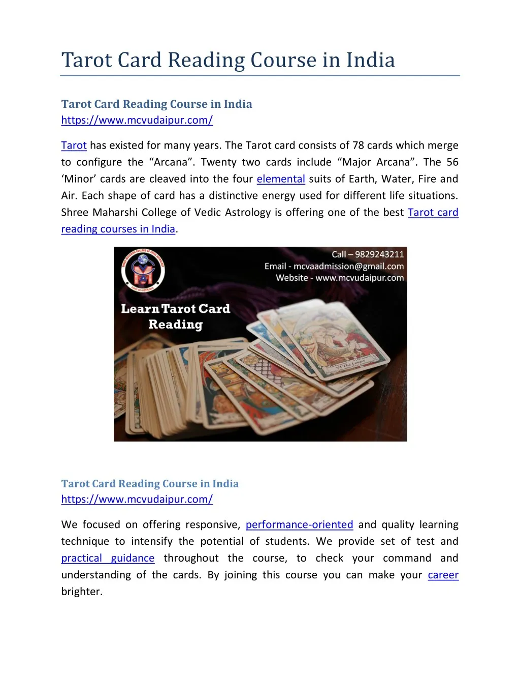 tarot card reading course in india