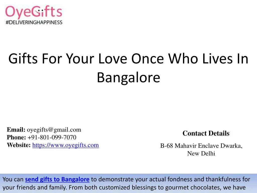 gifts for your love once who lives in bangalore