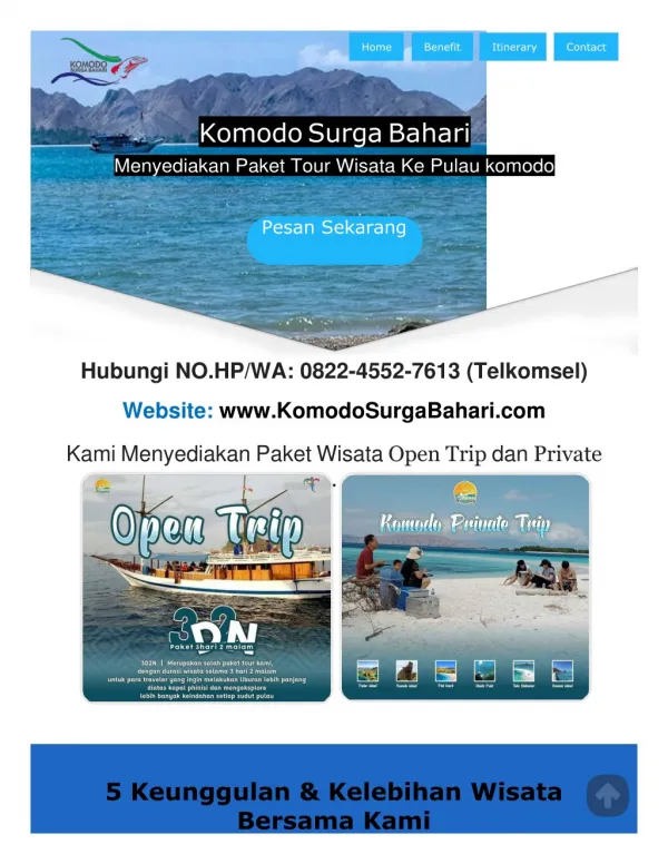 No.HP/WA:0822-4552-7613 | WISATA PULAU KOMODO DARI LABUAN BAJO