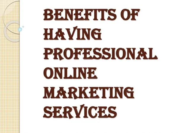 Role of Professional Online Marketing Services Companies