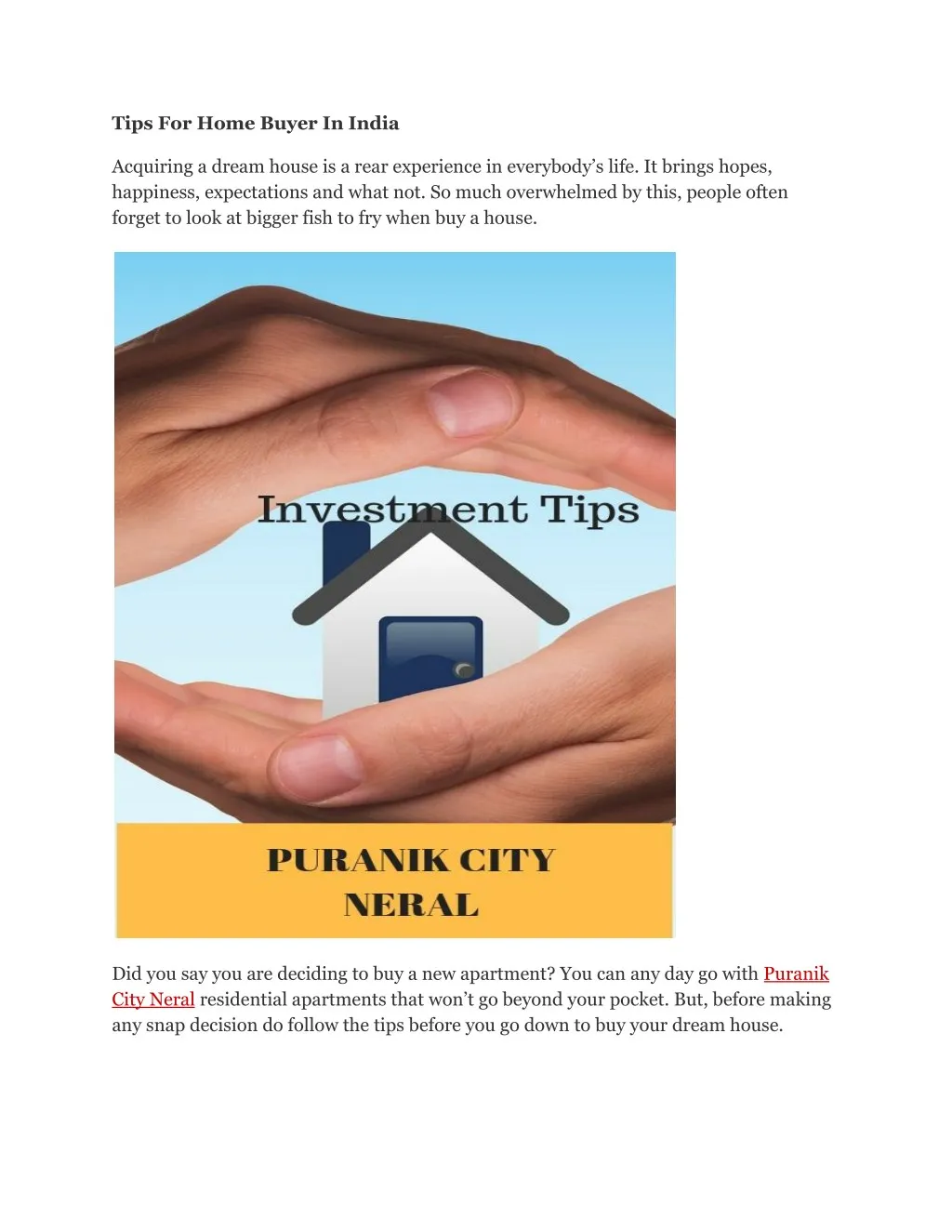 tips for home buyer in india