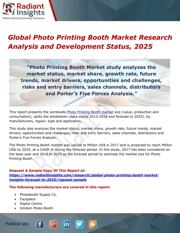 Global Photo Printing Booth Market Research Analysis and Development Status, 2025