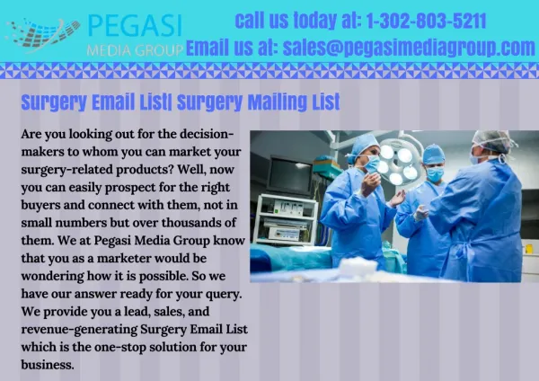 Buy Surgery email database with verified email addresses for quick sale