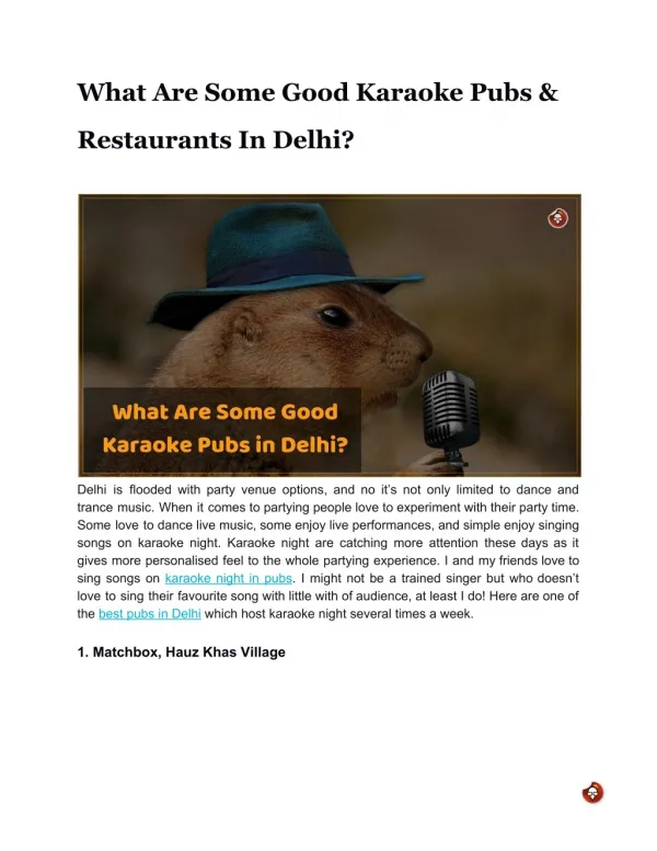 What Are Some Good Karaoke Pubs & Restaurants In Delhi?