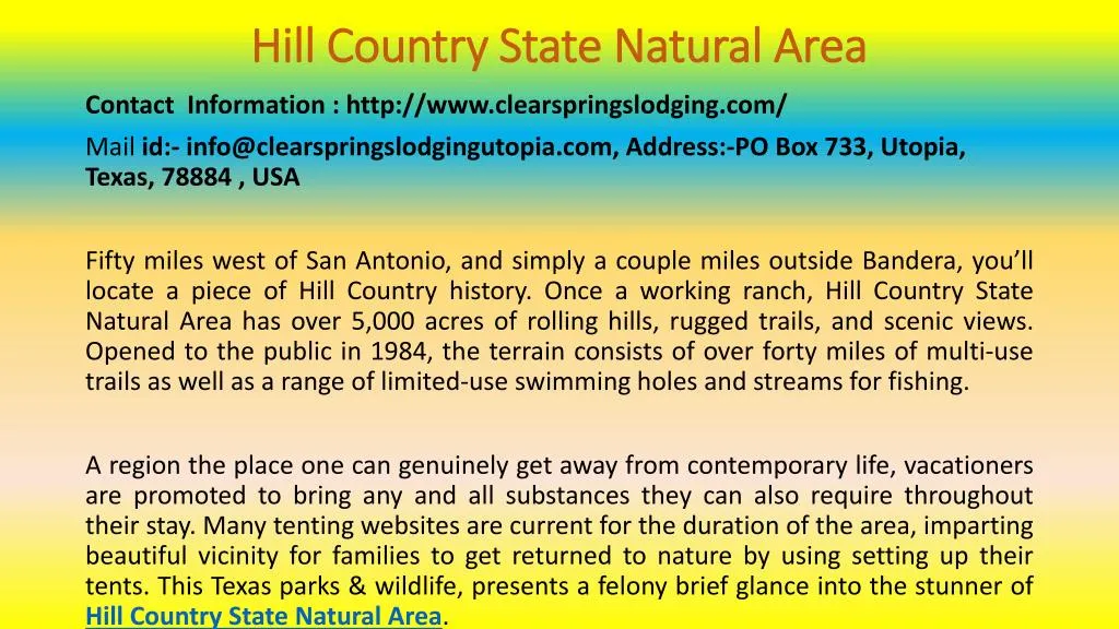 hill country state natural area