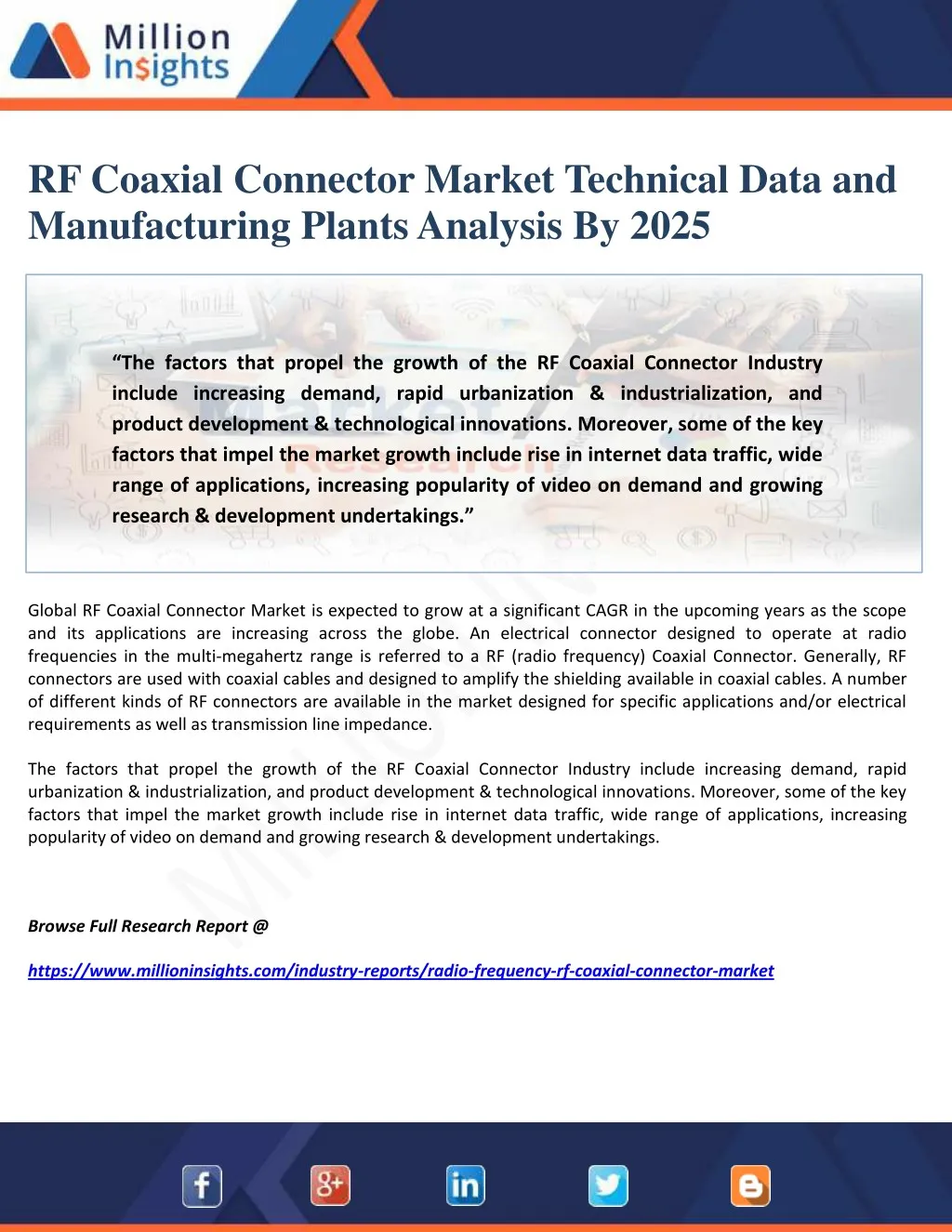 rf coaxial connector market technical data