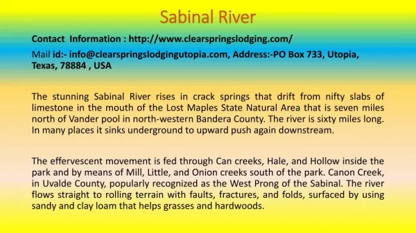 What Everyone Is Saying About Sabinal River