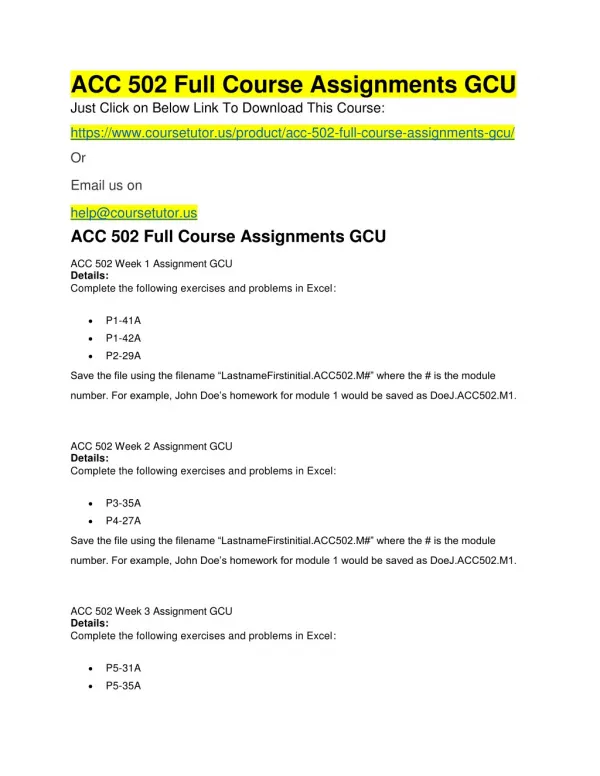 ACC 502 Full Course Assignments GCU