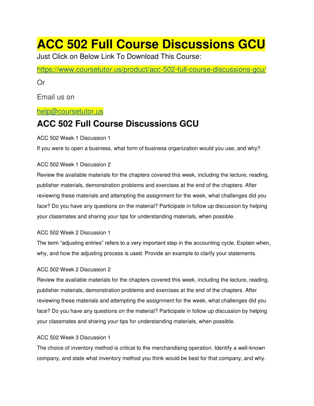 acc 502 full course discussions gcu just click