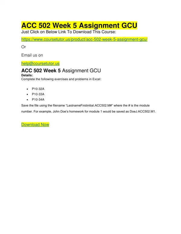 ACC 502 Week 5 Assignment GCU