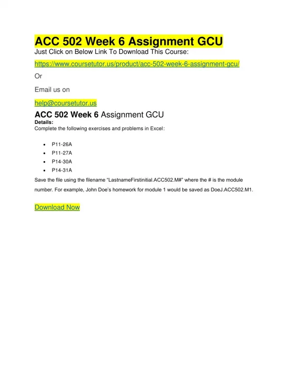 ACC 502 Week 6 Assignment GCU