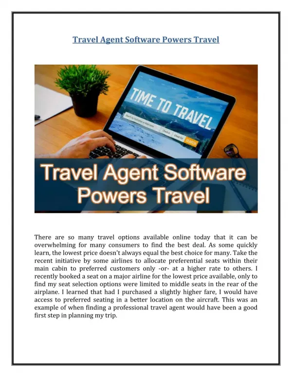 Travel Agent Software Powers Travel