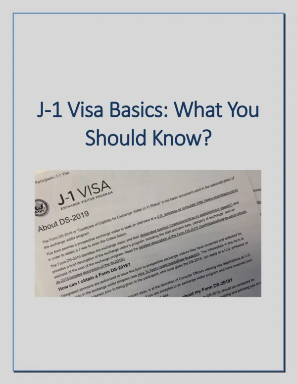 J-1 Visa Basics: What You Should Know?