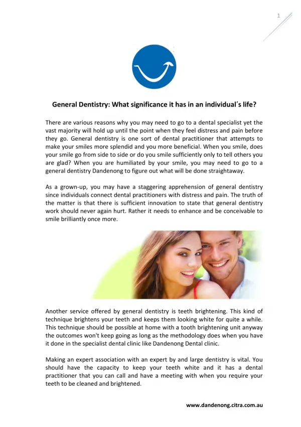 General Dentistry: What significance it has in an individual’s life?