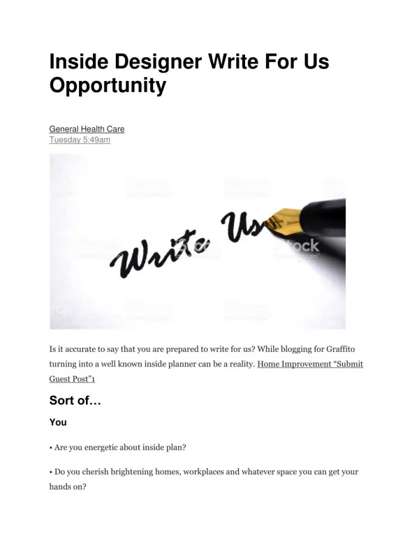 Inside Designer Write For Us Opportunity