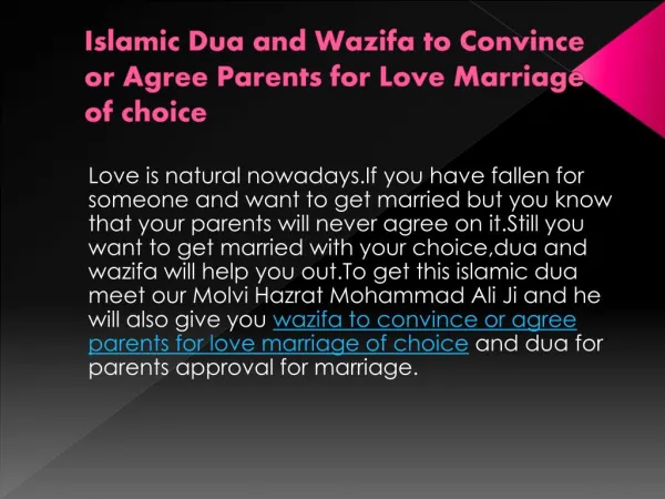 Islamic Dua and Wazifa to Convince or Agree Parents for Love Marriage of choice