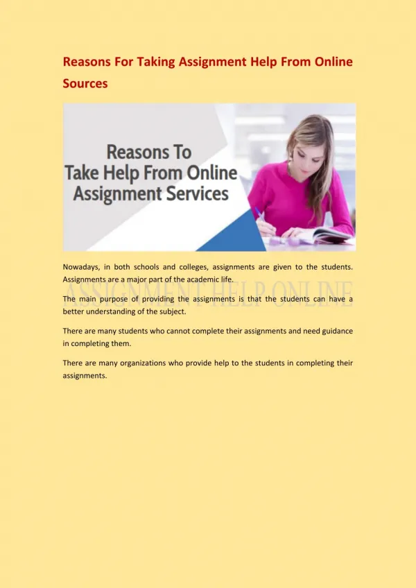 Reasons For Taking Assignment Help From Online Sources