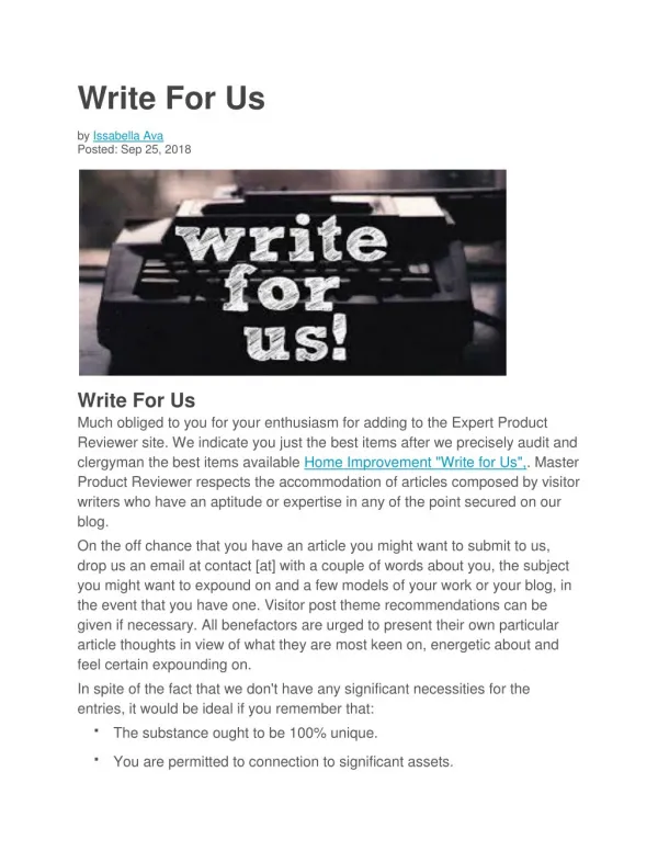 Write For Us