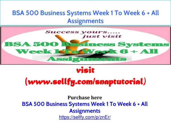 BSA 500 Business Systems Week 1 To Week 6 All Assignments