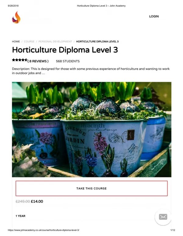 Horticulture Diploma Level 3 - John Academy