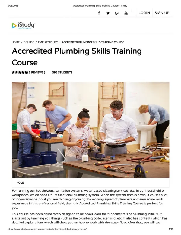 Accredited Plumbing Skills Training Course - istudy