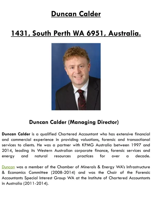 Duncan Calder of Contour Capital Perth Australia