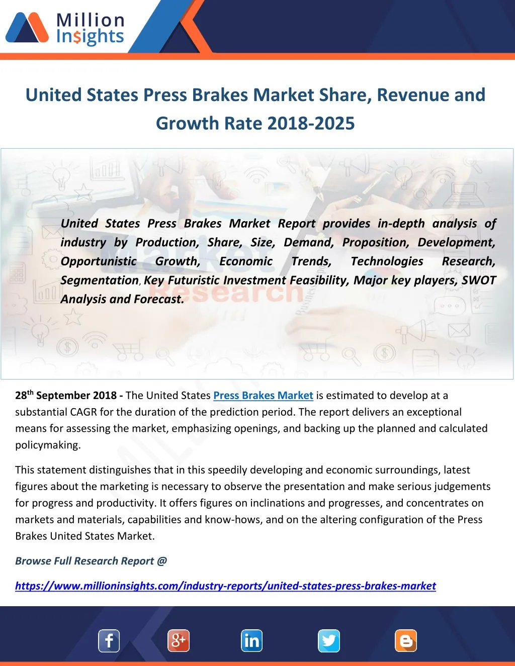 united states press brakes market share revenue
