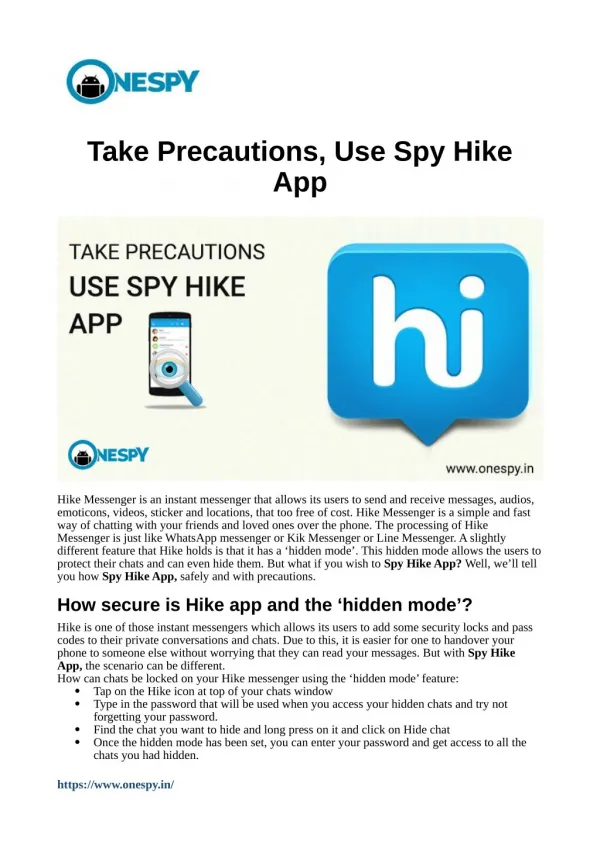 Take Precautions, Use Spy Hike App