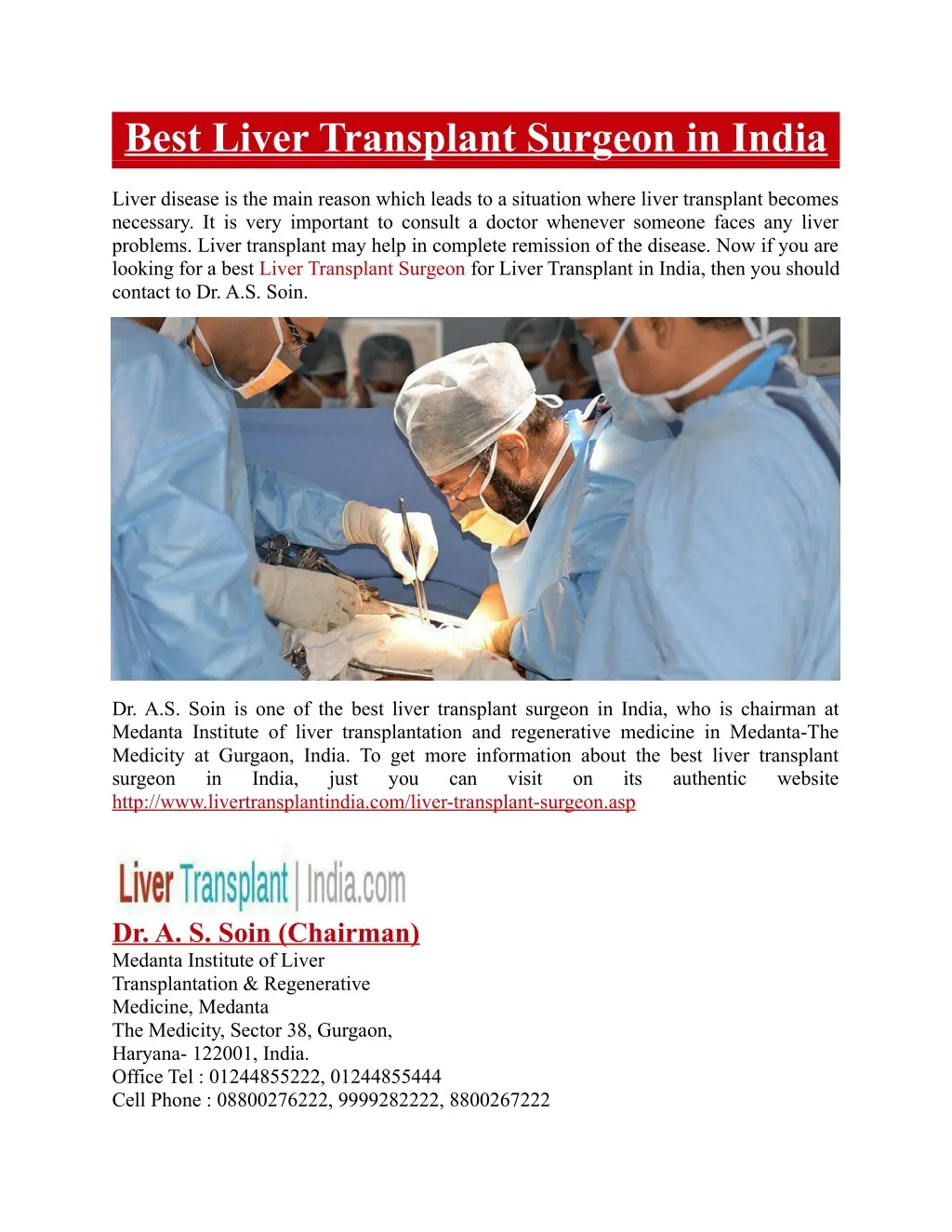 best liver transplant surgeon in india