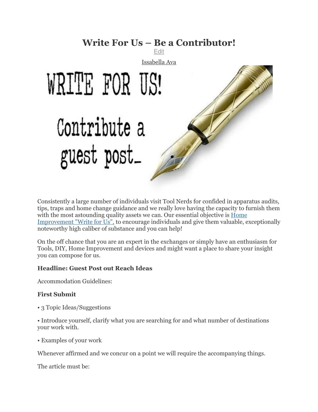 write for us be a contributor edit issabella ava