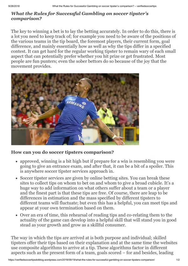 What the Rules for Successful Gambling on soccer tipsters comparison