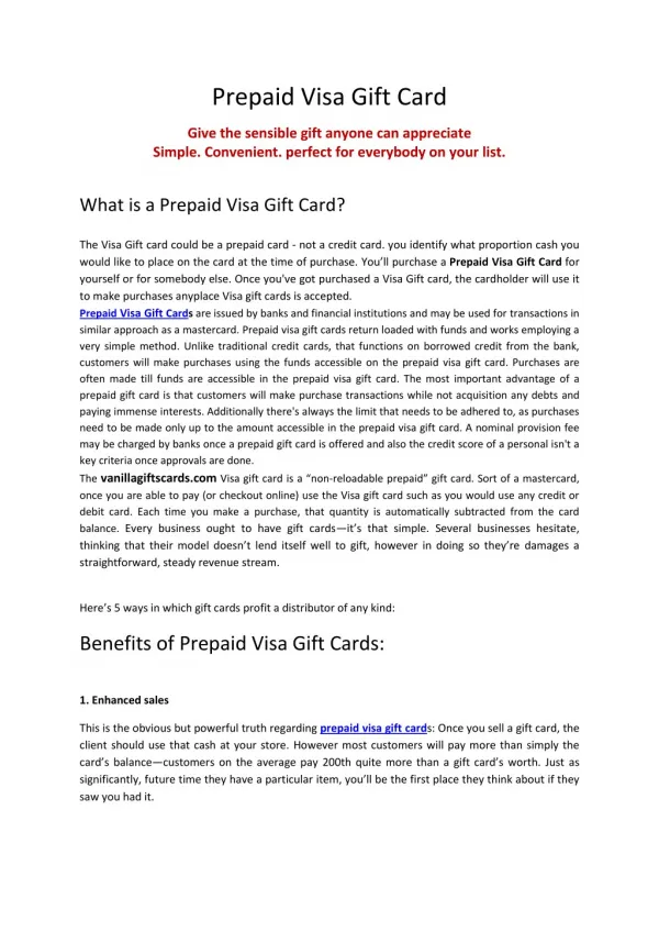 Prepaid Visa Gift Card